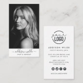 ロゴの縦型モダン写ミニマル真を追加 名刺 (正面/裏面)