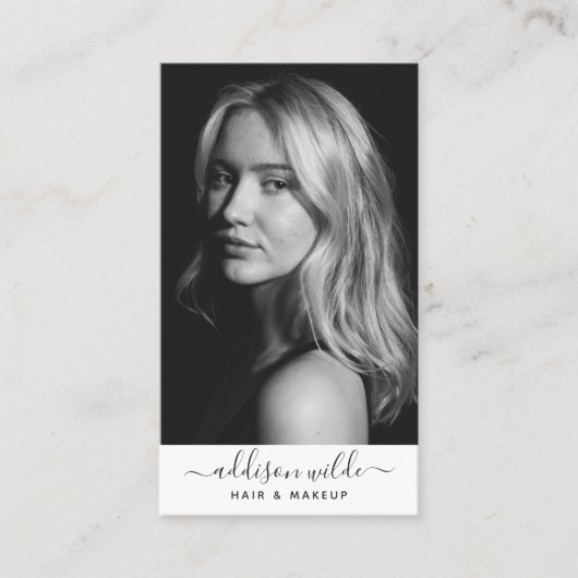 ロゴの縦型モダン写ミニマル真を追加 名刺 (正面)