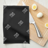 ロゴの繰り返しシンプルロゴのパターン |黒 キッチンタオル (四つ折り)
