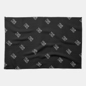 ロゴの繰り返しシンプルロゴのパターン |黒 キッチンタオル (横)