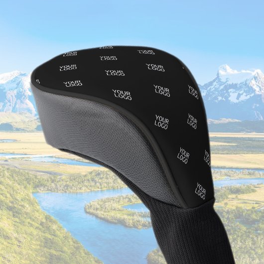 ロゴの繰り返しシンプルロゴのパターン |黒 ゴルフヘッドカバー