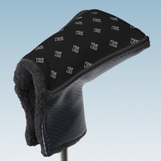 ロゴの繰り返しシンプルロゴのパターン |黒 ゴルフヘッドカバー