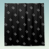 ロゴの繰り返しシンプルロゴのパターン |黒 シャワーカーテン