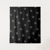 ロゴの繰り返しシンプルロゴのパターン |黒 タペストリー (正面)