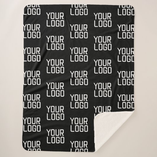 ロゴの繰り返しパターンを追加する編集可能テンプレート シェルパブランケット (正面)