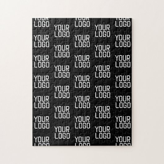 ロゴの繰り返しパターンを追加する編集可能テンプレート ジグソーパズル (縦)