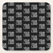 ロゴの繰り返しパターンを追加する編集可能テンプレート スクエアペーパーコースター (正面)