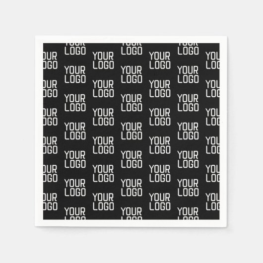 ロゴの繰り返しパターンを追加する編集可能テンプレート スタンダードカクテルナプキン (正面)