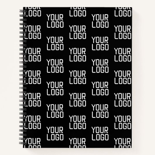 ロゴの繰り返しパターンを追加する編集可能テンプレート ノートブック (正面)