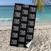 ロゴの繰り返しパターンを追加する編集可能テンプレート ビーチタオル