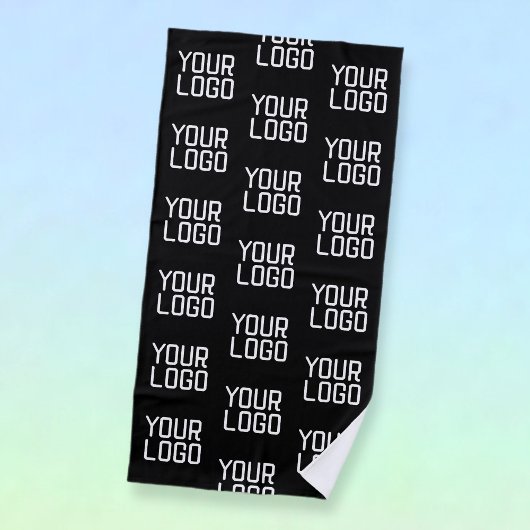 ロゴの繰り返しパターンを追加する編集可能テンプレート ビーチタオル