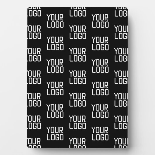 ロゴの繰り返しパターンを追加する編集可能テンプレート フォトプラーク (正面)