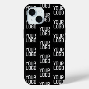 ロゴの繰り返しパターンを追加する編集可能テンプレート iPhone 15ケース