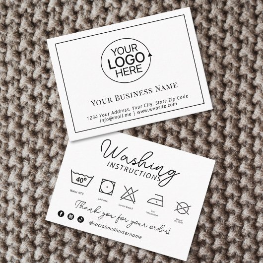 ロゴの衣服洗い説明書の製品インサート 名刺