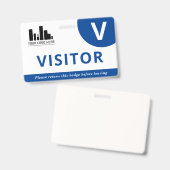 ロゴの訪問者の青と白 バッジ (正面＆裏面)