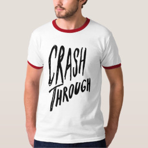 ロゴの赤い信号器のティーを通した衝突 Tシャツ