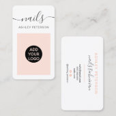 ロゴの赤面モダンのピンク爪、 ネイルのテクニシャンスクリプト 名刺 (正面/裏面)