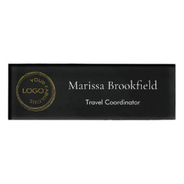 ロゴの追シンプル加社員名役職(黒) 名札