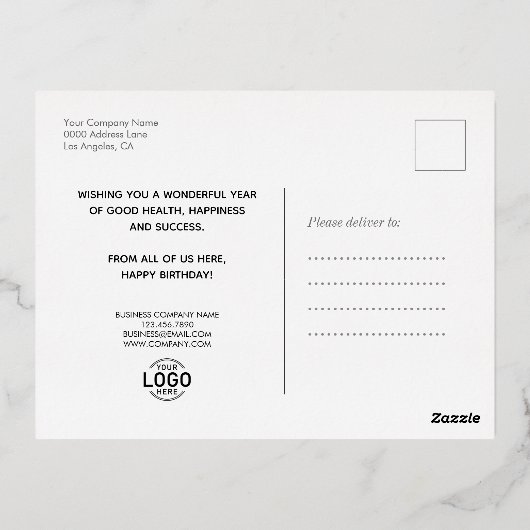 ロゴの追加おもしろいグリーンギフトボックスビジネス 箔シーズンポストカード (裏面)