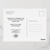 ロゴの追加おもしろい暖かいピンクのギフトビジネス誕生日 箔シーズンポストカード (裏面)