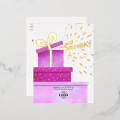 ロゴの追加おもしろい暖かいピンクのギフトビジネス誕生日 箔シーズンポストカード (正面/裏面)
