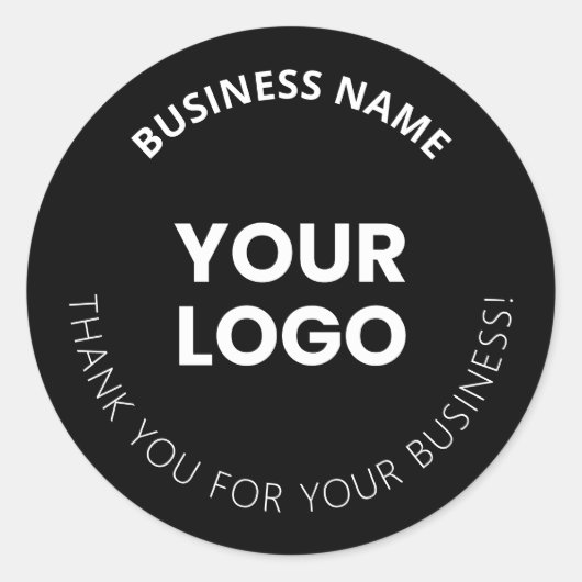ロゴの追加と編集可能な感謝メッセージ ラウンドシール (正面)