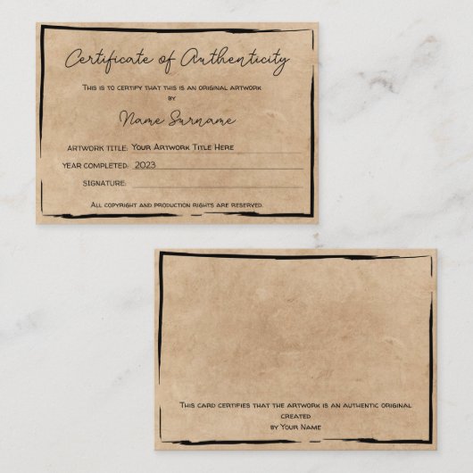 ロゴの追加によるアートワークの認証 名刺 (正面/裏面)