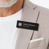 ロゴの追加エレガントシンプルブラックマグネットタイトル 名札