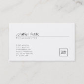 ロゴの追加エレガント白ミニマルデザイントレンディー 名刺 (正面)