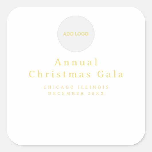 ロゴの追加エレガント金ゴールド白カスタム文字 スクエアシール (正面)