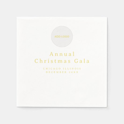ロゴの追加エレガント金ゴールド白カスタム文字 スタンダードカクテルナプキン (正面)