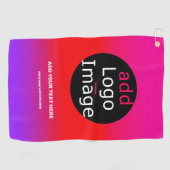 ロゴの追加カスタマイズ可能なビジネス用マゼンタビーチ ゴルフタオル (横)