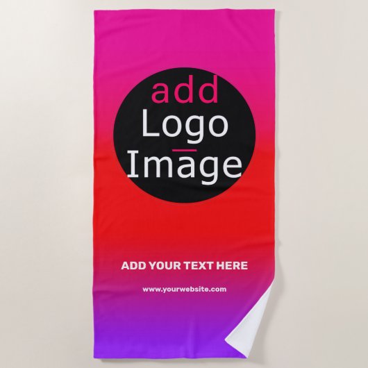 ロゴの追加カスタマイズ可能なBusiness Magenta ビーチタオル (正面)
