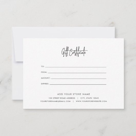 ロゴの追加カスタムカラースクリプトギフト証明書 (裏面)