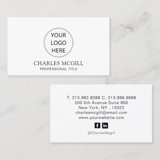 ロゴの追加カスタム円テンプレート名刺 名刺 (正面/裏面)