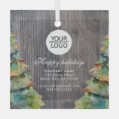 ロゴの追加カスタム文字ウッドクリスマスツリープロモーション ガラスオーナメント (正面)