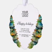 ロゴの追加カスタム文字クリスマスツリープロモーション オーナメントカード (左)