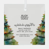 ロゴの追加カスタム文字クリスマスツリープロモーション ガラスオーナメント (裏面)