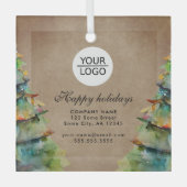 ロゴの追加カスタム文字クリスマスツリープロモーション ガラスオーナメント (正面)