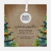 ロゴの追加カスタム文字クリスマスツリープロモーション ガラスオーナメント (裏面)