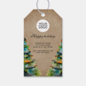 ロゴの追加カスタム文字クリスマスツリープロモーション ギフトタグ (正面)