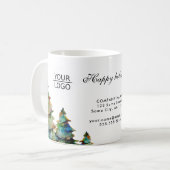 ロゴの追加カスタム文字クリスマスツリープロモーション コーヒーマグカップ (正面左)