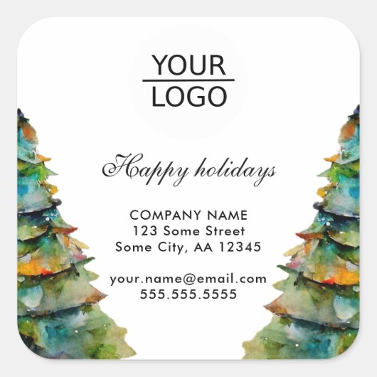 ロゴの追加カスタム文字クリスマスツリープロモーション スクエアシール (正面)