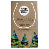 ロゴの追加カスタム文字クリスマスツリープロモーション スモールペーパーバッグ (裏面)