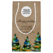ロゴの追加カスタム文字クリスマスツリープロモーション スモールペーパーバッグ (正面)