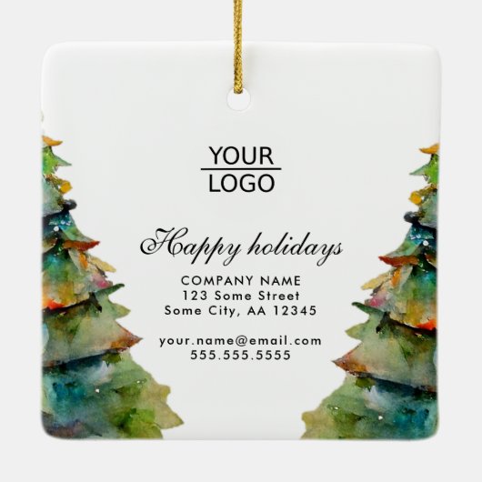 ロゴの追加カスタム文字クリスマスツリープロモーション セラミックオーナメント (裏面)