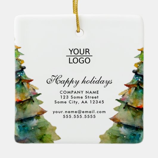 ロゴの追加カスタム文字クリスマスツリープロモーション セラミックオーナメント (正面)