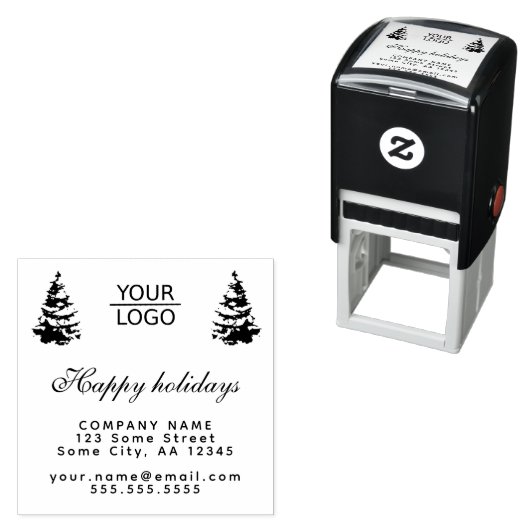 ロゴの追加カスタム文字クリスマスツリープロモーション セルフインキングスタンプ (インサイチュ)