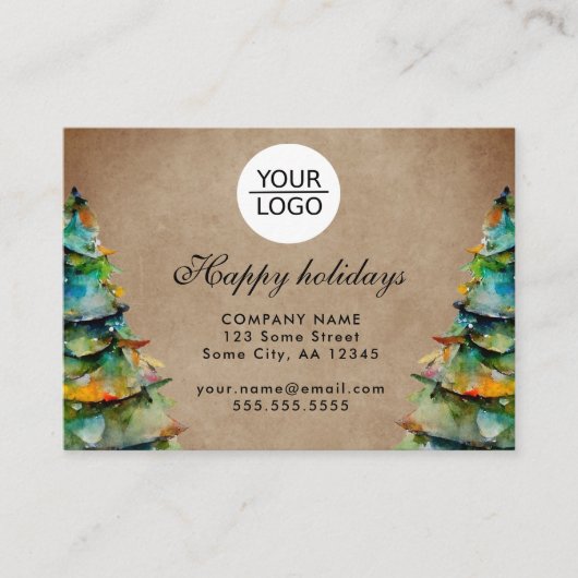 ロゴの追加カスタム文字クリスマスツリープロモーション 名刺 (正面)