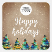 ロゴの追加カスタム文字クリスマスツリー会社 スクエアシール (正面)